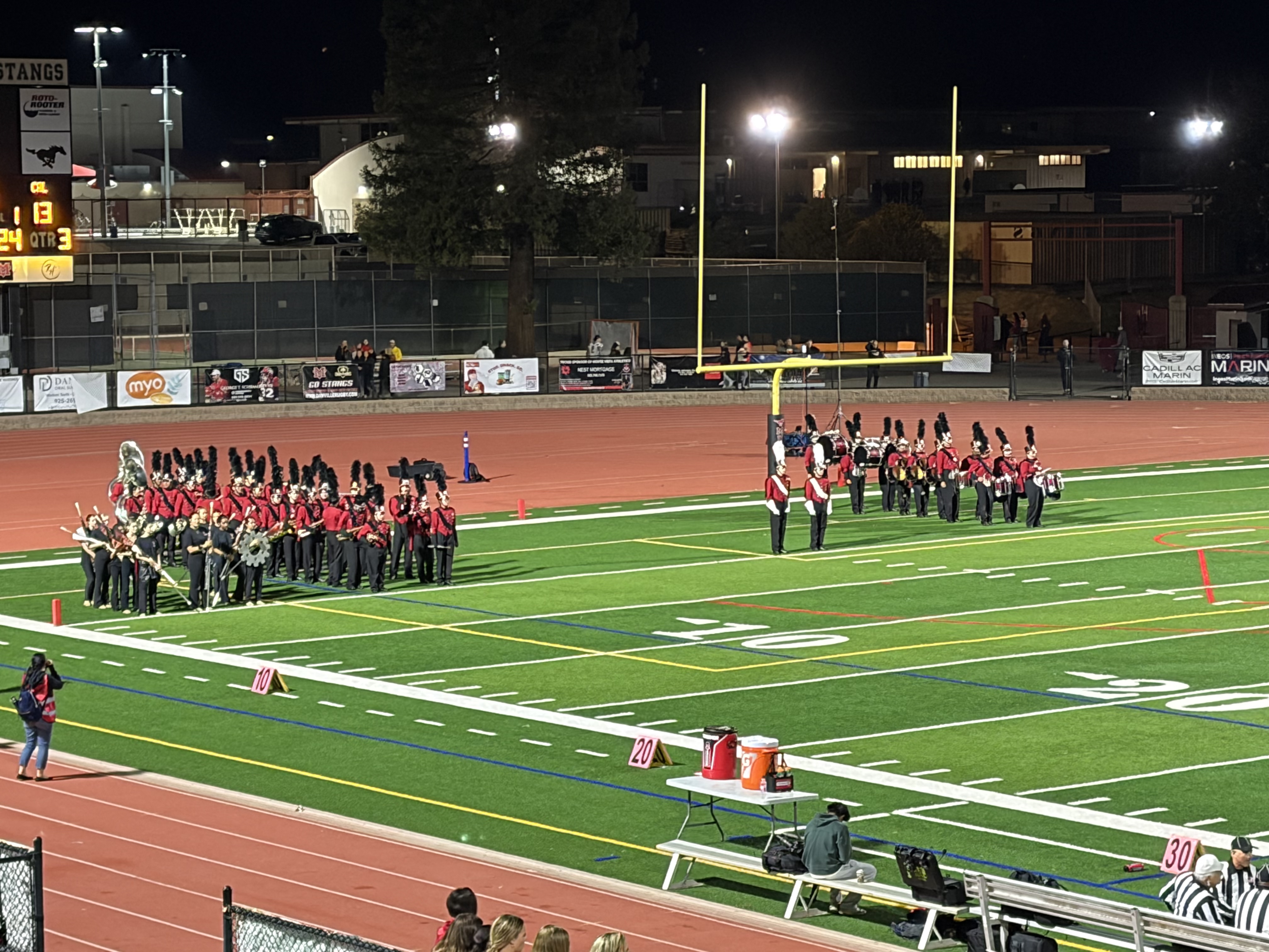 Marching Band & Color Guard on the field